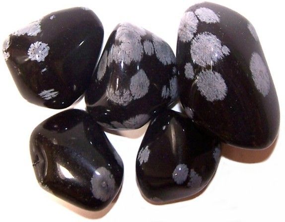 L Tumble Stone - Obsidian Snowflake