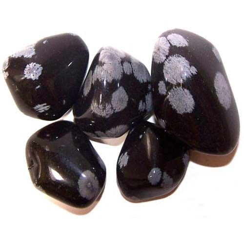 L Tumble Stone - Obsidian Snowflake