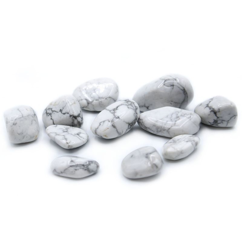 L Tumble Stone - Howlite, White