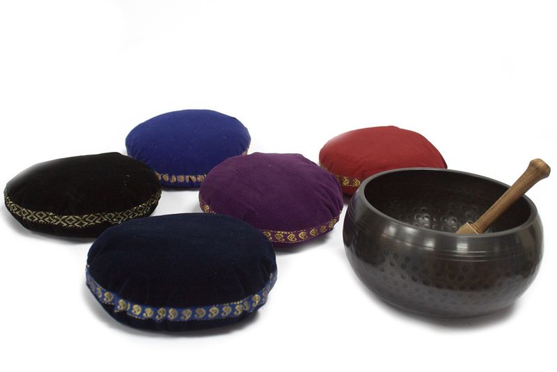 Singing Bowl Velvet Cushion - 16cm (Assorted Colours)
