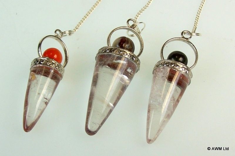 Rock Crystal Cone & Silver Ring Pendulum - Asst