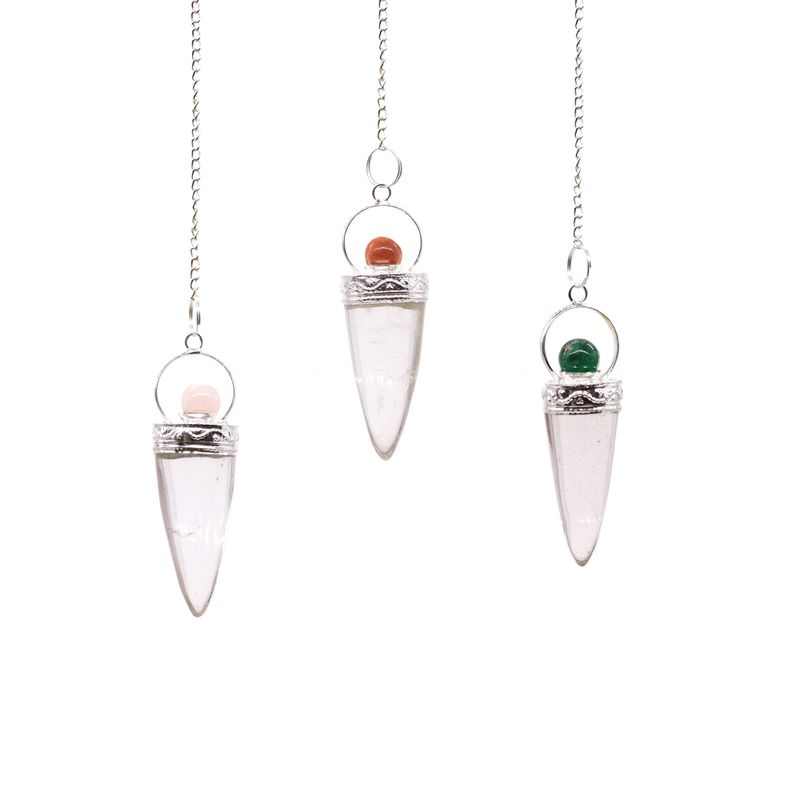 Rock Crystal Cone & Silver Ring Pendulum - Asst