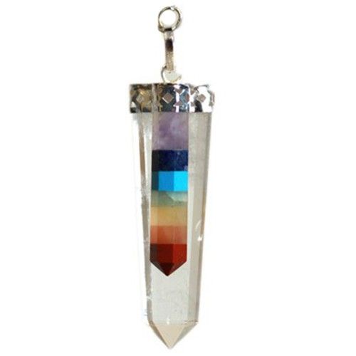 Crystal - 7 Chakra Bounded Thin Point Flat Pendulum