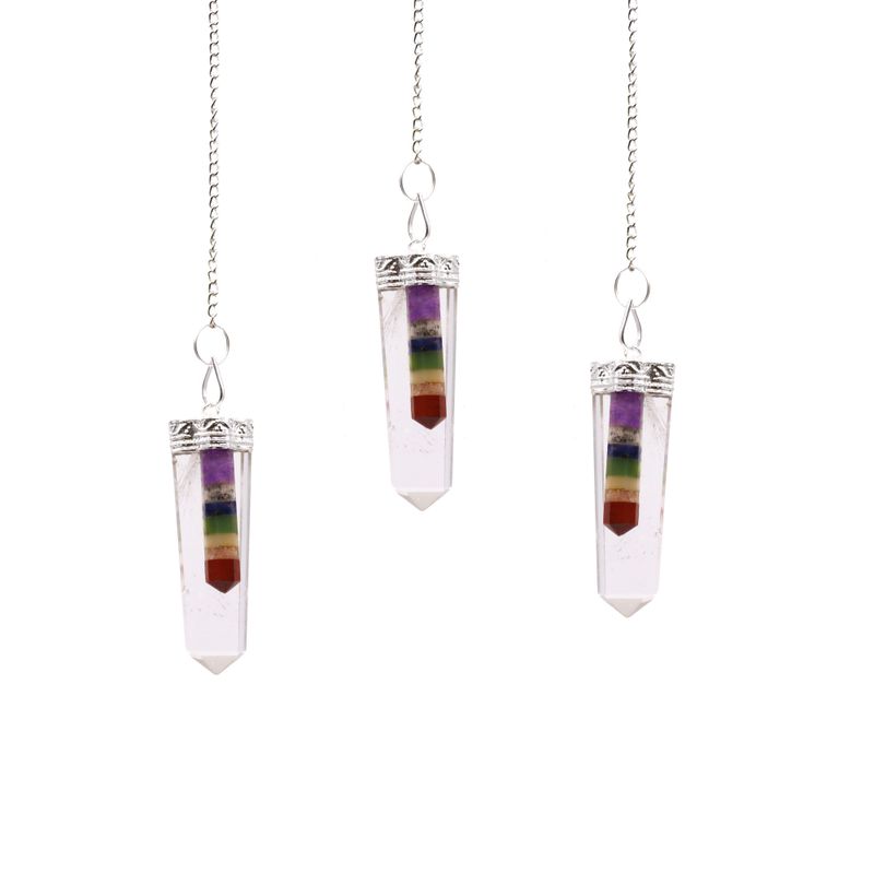 Crystal - 7 Chakra Bounded Thin Point Flat Pendulum