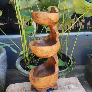 Teak Three Bowl Standing Approx. 50cm