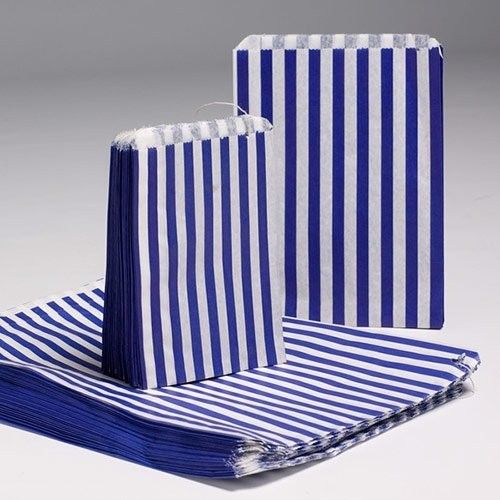 10X14" Candy Stripe  Bags - BLUE