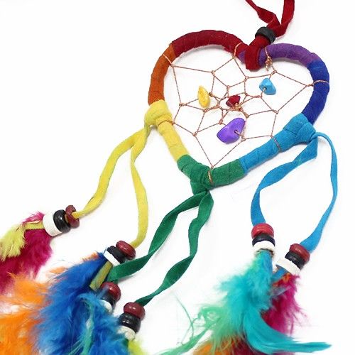 Bali Dreamcatchers - Small Heart/Round - Rainbow