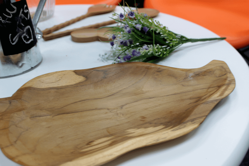 Teak Leaf Shaped Bowl - Approx. 32cm