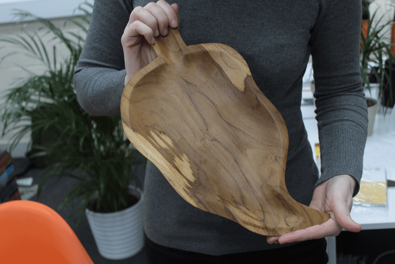 Teak Leaf Shaped Bowl - Approx. 32cm
