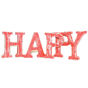 Shabby Chic Letters Red Wash  - HAPPY