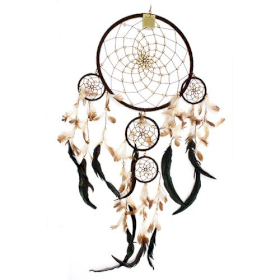 3x Bali Dreamcatchers - XLarge Round - Cream/Coffee/Choc