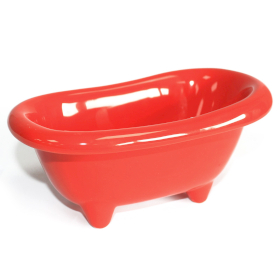 4x Ceramic Mini Bath - Poppy Red