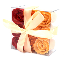 3x Set of 9 Soap Flower Box - Peach Roses