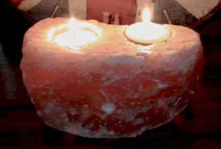 Natural Salt Candle Holder - 2 holes