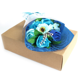 6x Blue Boxed Hand Soap Flower Bouquet - Special