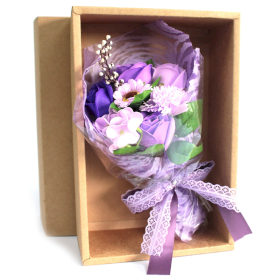 Boxed Hand Soap Flower Bouquet - Purple