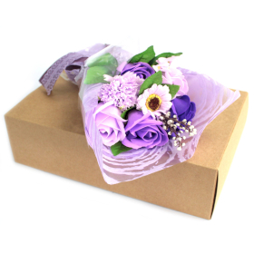 6x Purple Boxed Hand Soap Flower Bouquet - Special