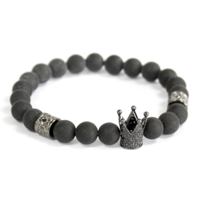 3x Crystal Crown / Black Agate  - Gemstone Bracelet