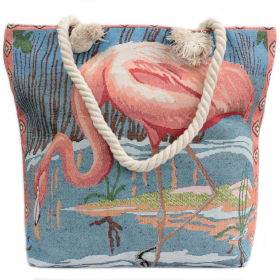 Rope Handle Bag - Pink Flamingo