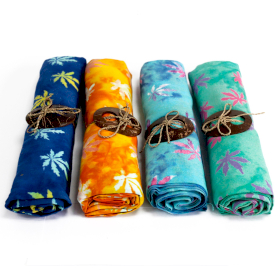 4x Bali Block Print Sarong - Tropical Leaves (4 Assorted Colours)