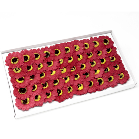 50x Craft Soap Flowers - Sml Sunflower - Red