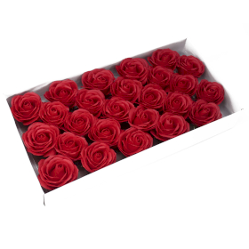 25x Craft Soap Flowers - Lrg Rose - Red