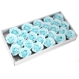 25x Craft Soap Flowers - Lrg Rose - Baby Blue