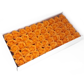 50x Craft Soap Flowers - Med Rose - Orange
