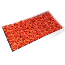 50x Craft Soap Flowers - Med Rose - Sunset Orange