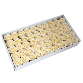 50x Craft Soap Flowers - Med Rose - Ivory