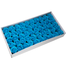 50x Craft Soap Flowers - Med Rose - Sky Blue