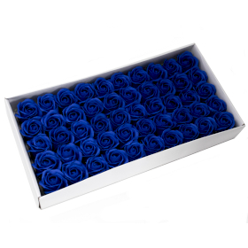 50x Craft Soap Flowers - Med Rose - Royal Blue