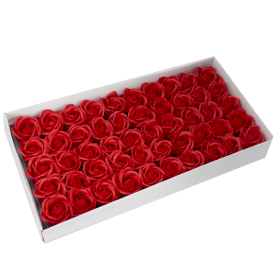 50x Craft Soap Flowers - Med Rose - Red