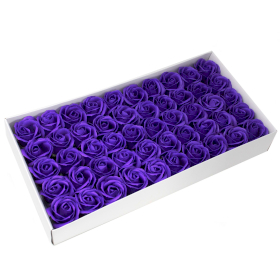 50x Craft Soap Flowers - Med Rose - Violet