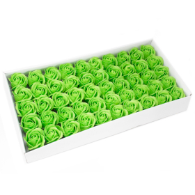 50x Craft Soap Flowers - Med Rose - Green