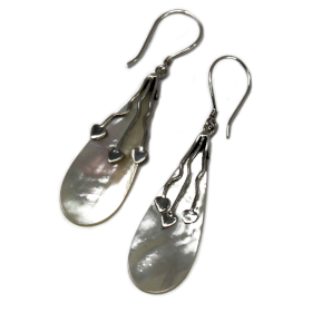 Shell & Silver Earrings - Three Hearts - MOP