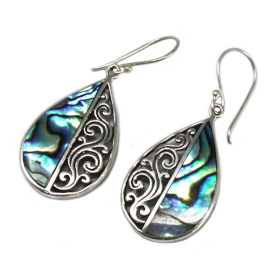 Shell & Silver Earrings - Teardrop- Abalone