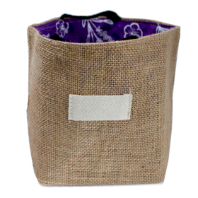 6x Natural Jute Cotton Gift Bag - Lavender Lining - Large