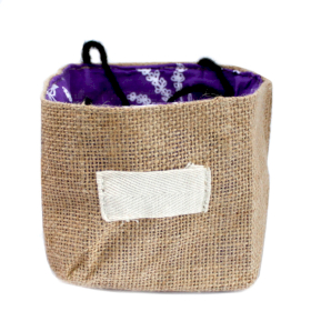 6x Natural Jute Cotton Gift Bag - Lavender Lining - Medium