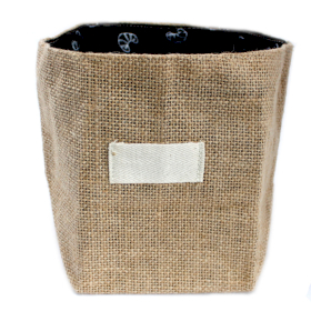6x Natural Jute Cotton Gift Bag - Black Lining - Large