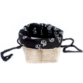 10x Natural Jute Cotton Gift Bag - Black Lining - Small