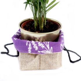 6x Natural Jute Cotton Gift Bag - Lavender Lining - Medium