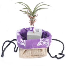 10x Natural Jute Cotton Gift Bag - Lavender Lining - Small