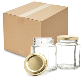 112x Full Carton Glass Jar - Six Sides & Lid