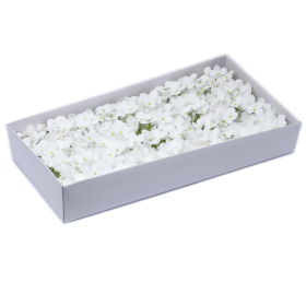 36x Craft Soap Flowers - Hyacinth Bean - White