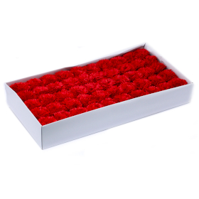 50x Craft Soap Flowers - Carnations - Red