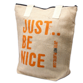 4x Eco Jute Bag - Just Be Nice - (4 assorted designs)
