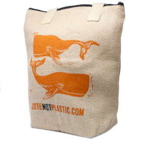 4x Eco Jute Bag - Two Whales (4 assorted designs)
