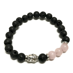 4x Lava Stone Bracelet - Buddha Rose Quartz