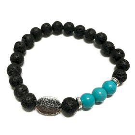 4x Lava Stone Bracelet - Leaf Turquoise Howlite